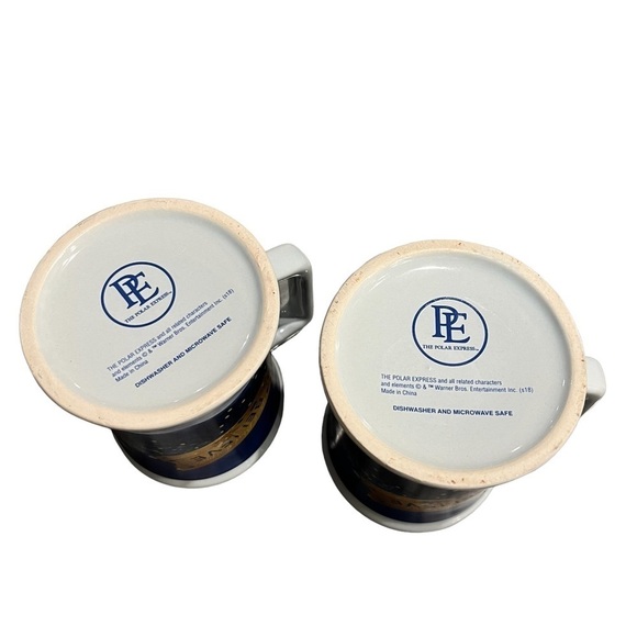 Pair Large Polar Express Believe Mugs Dimensional Train - Picture 5 of 7